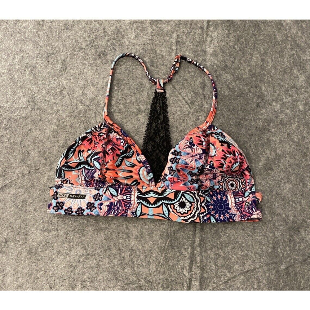 Nike Dri Fit Sports Bra Size XS-S Floral Lace Racer Back Hurley Collaboration - Picture 1 of 5